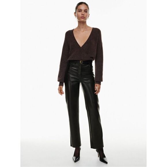 Aritzia Pants - Aritzia Wilfred Melina began faux leather high waist straight ankle pant black